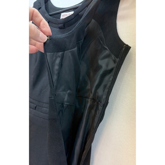 Merona Sheath Dress Women 2 Black Sleeveless Piqué Textured Career LBD Office - Picture 11 of 12